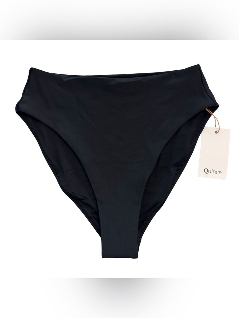 Quince Women’s Black High-Waist High Leg Bikini Bottom Sz M NWT